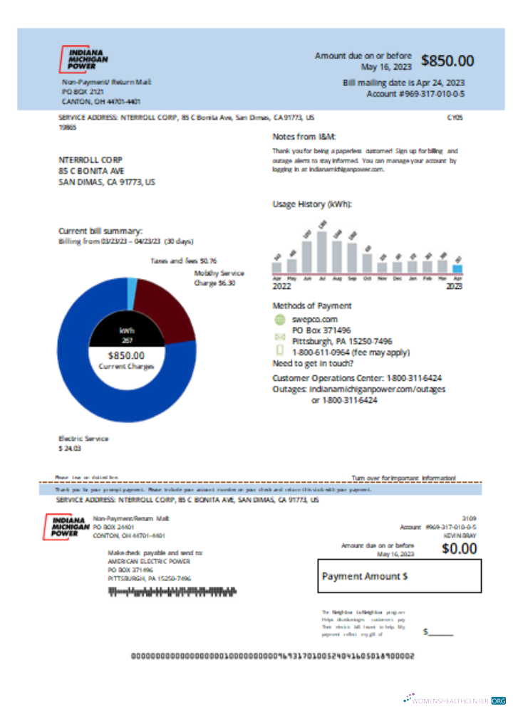 Editierbare Herunterladen Indiana Strom Utility Geschäftlich Bill, SCR Photoshop Vorlage