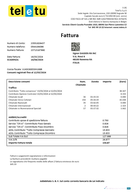 Hochwertige Herunterladen Italien TeleTu Geschäftlich Nebenkostenabrechnung Vorlage in Word und PDF Format Photoshop Vorlage
