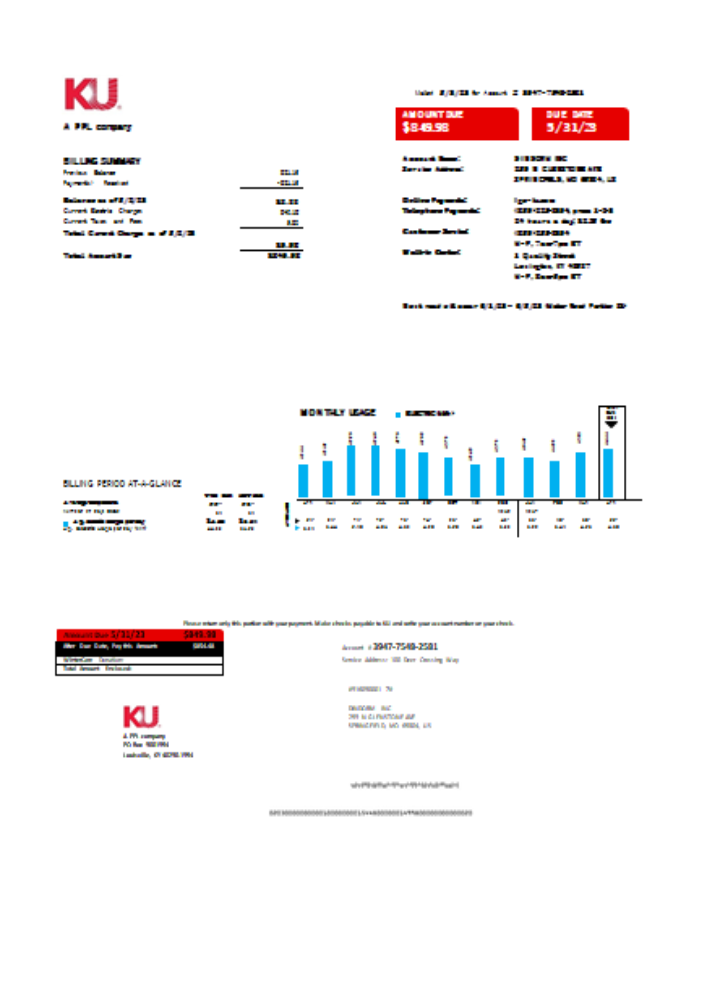 Hochwertige Herunterladen Kentucky Strom Utility Geschäftlich Bill, SCR Photoshop Vorlage
