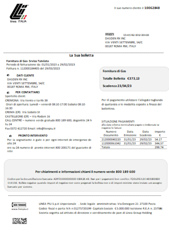 Professionelle Herunterladen Linea Italia Utility Geschäftlich Bill, SCR Photoshop Vorlage