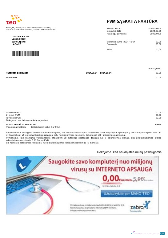 Editierbare Herunterladen Litauen Teo Geschäftlich Nebenkostenabrechnung Vorlage in Word und PDF Formats Photoshop Vorlage