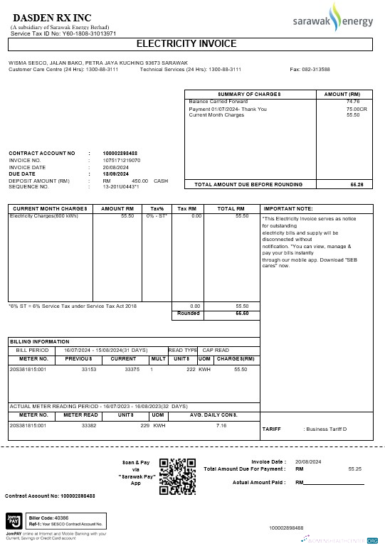 Premium Herunterladen Malaysia Sarawak Energy Geschäftlich Nebenkostenabrechnung Word und PDF Vorlage Photoshop Vorlage