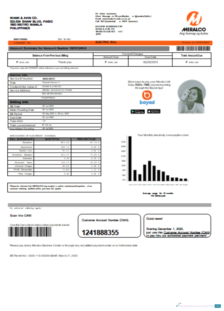 Premium Herunterladen Meralco Philippinen Strom Utility Geschäftlich Bill, SCR1 Photoshop Vorlage
