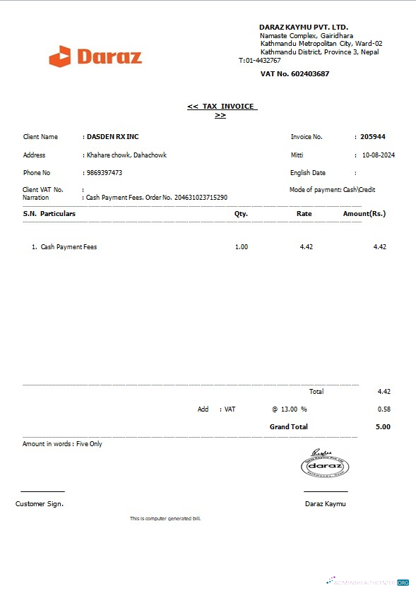 Hochwertige Herunterladen Nepal DARAZ Geschäftlich Nebenkostenabrechnung Word und PDF Vorlage Photoshop Vorlage