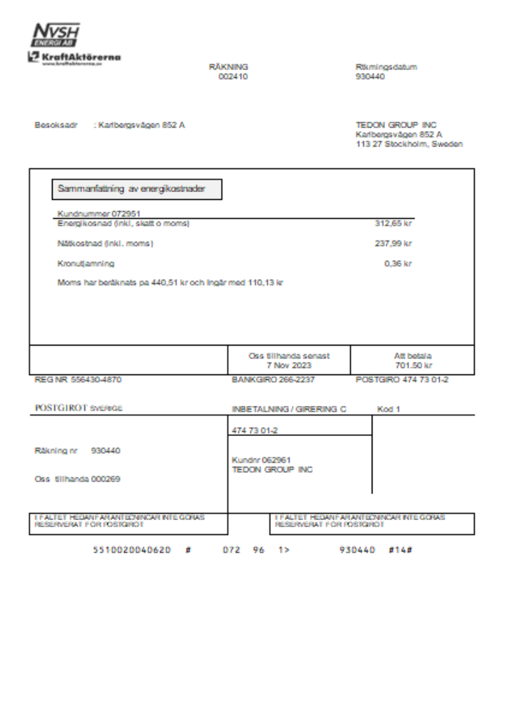 Hochwertige Herunterladen NVSH Energi Utility Geschäftlich Bill, SCR Photoshop Vorlage