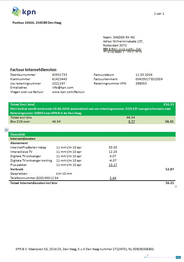 Editierbare Herunterladen Niederlande KPN Geschäftlich Nebenkostenabrechnung Vorlage in Word und PDF Format Photoshop Vorlage