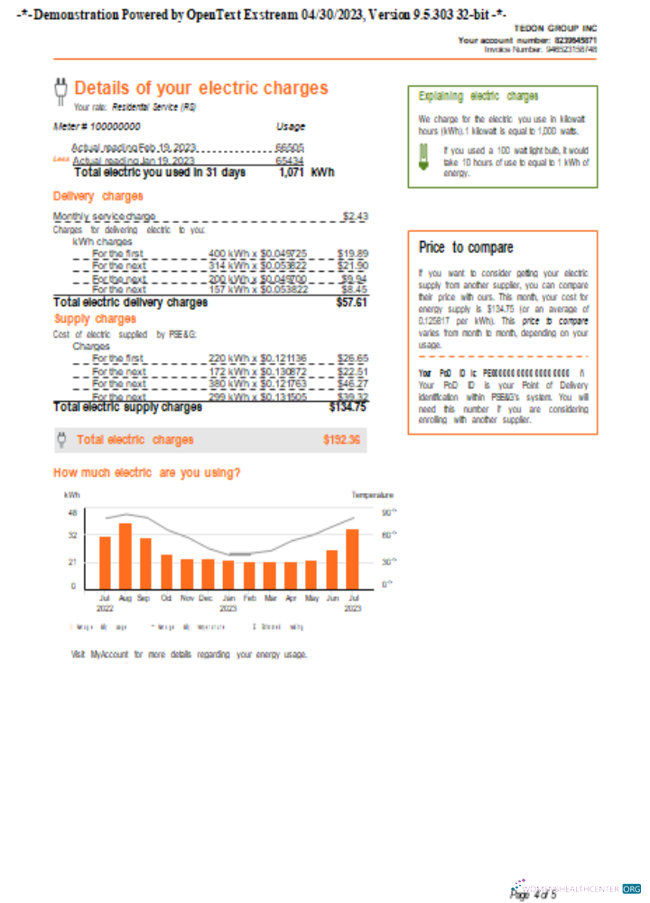 Realistische Herunterladen Neu York PSEG Utility Geschäftlich Bill, Seite 4, SCR Photoshop Vorlage