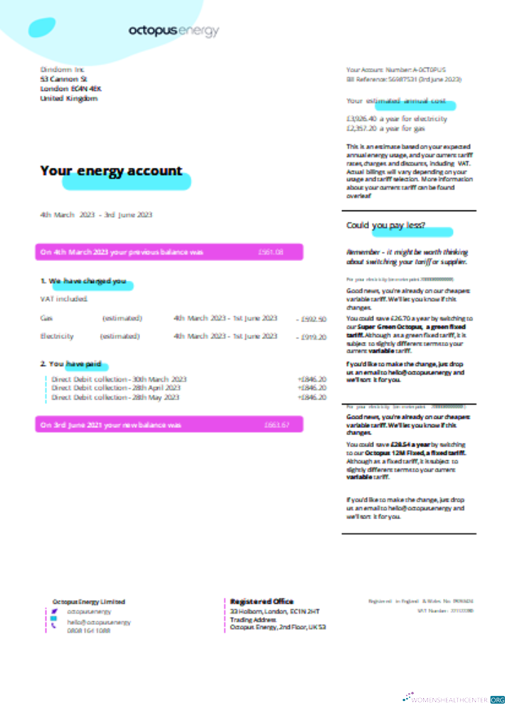 Premium Herunterladen Octopus Energy Utility Geschäftlich Bill SCR Seite 1 Photoshop Vorlage