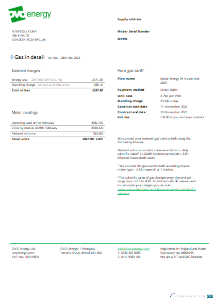 Editierbare Herunterladen Ovo Energy Utility Geschäftlich Bill, SCR Photoshop Vorlage