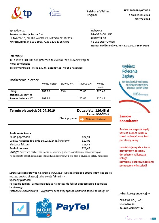 Realistische Herunterladen Polen TP Geschäftlich Nebenkostenabrechnung Vorlage in Word und PDF Formats Photoshop Vorlage