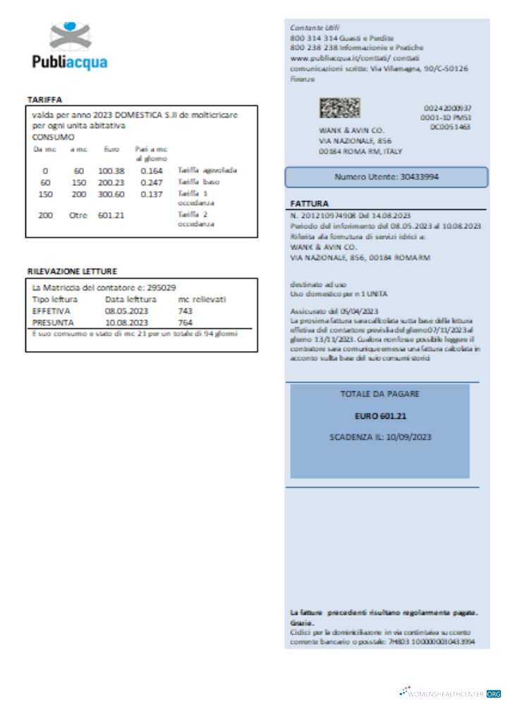 Professionelle Herunterladen Publiacqua Utility Geschäftlich Bill, SCR Photoshop Vorlage