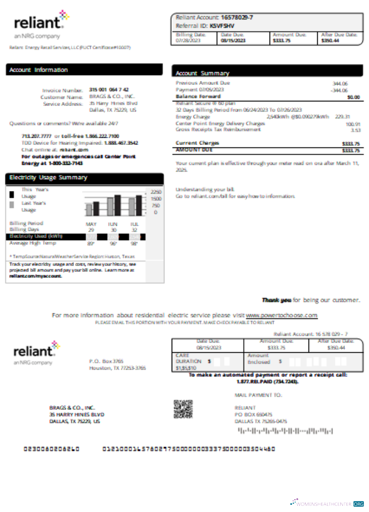 Realistische Herunterladen Reliant Energy Utility Geschäftlich Bill, SCR Photoshop Vorlage