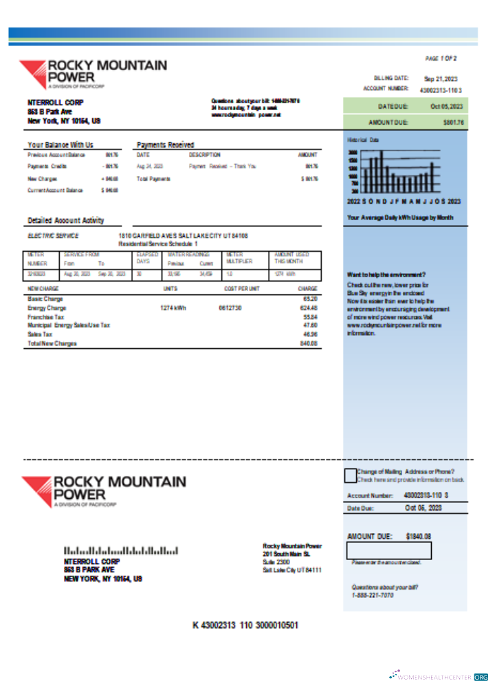 Premium Herunterladen Rocky Mountain Power Strom Utility Geschäftlich Bill, SCR Photoshop Vorlage