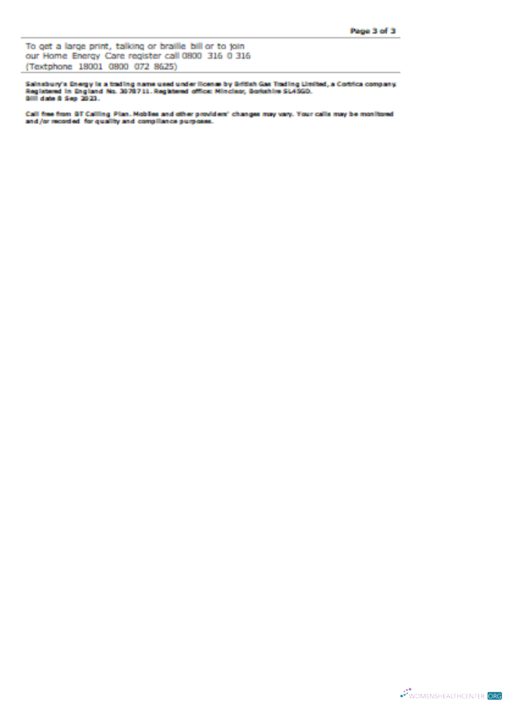 Editierbare Herunterladen Sainsbury Energy (British Gas) Geschäftlich Nebenkostenabrechnung, Seite 3. SCR Photoshop Vorlage