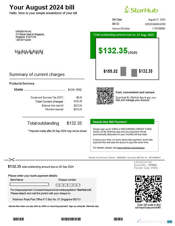 Realistische Herunterladen Singapur StarHub Geschäftlich Nebenkostenabrechnung Vorlage in Word und PDF Formats Photoshop Vorlage