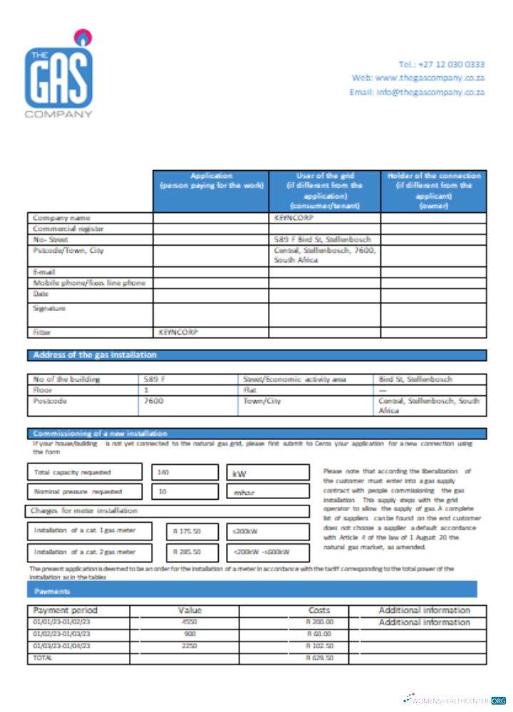 Hochwertige Herunterladen Südafrika The Gas Unternehmen Gas Bill, SCR Photoshop Vorlage