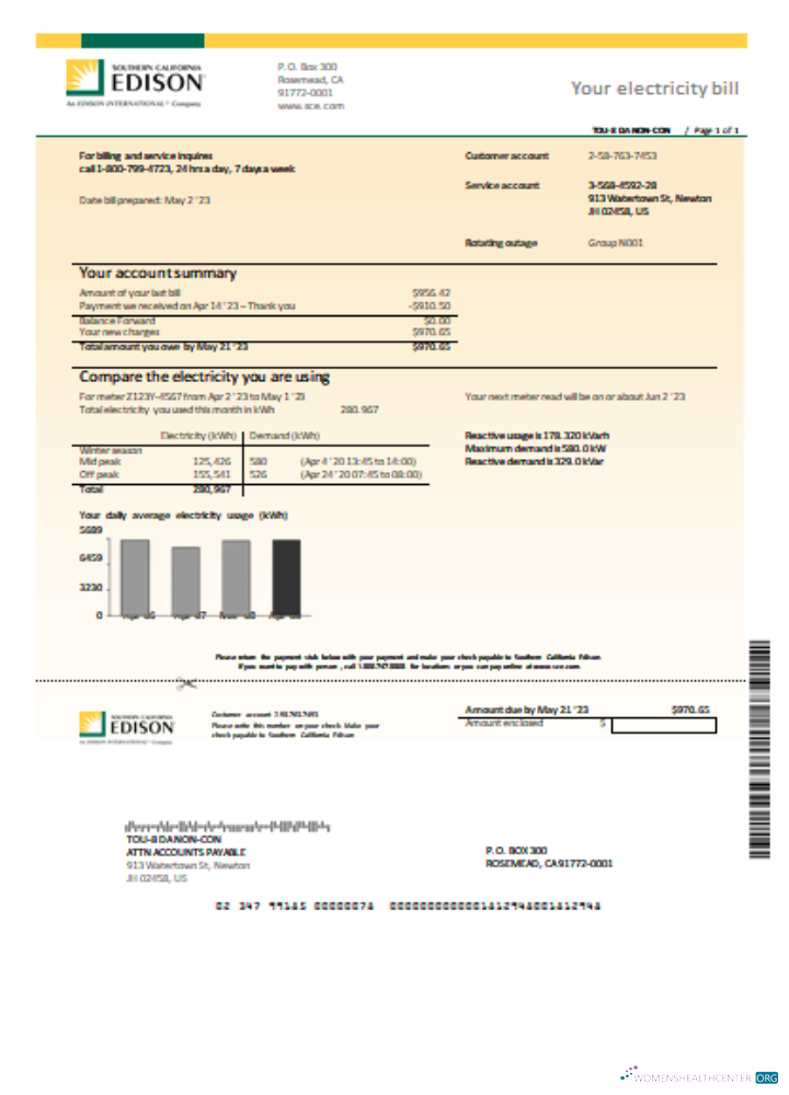 Professionelle Herunterladen Southern California Edison Utility Geschäftlich Bill SCR Photoshop Vorlage