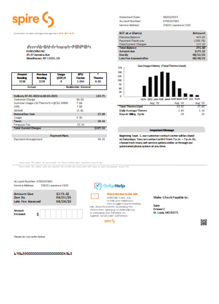 Editierbare Herunterladen Spire Gas Utility Geschäftlich Bill, SCR Photoshop Vorlage