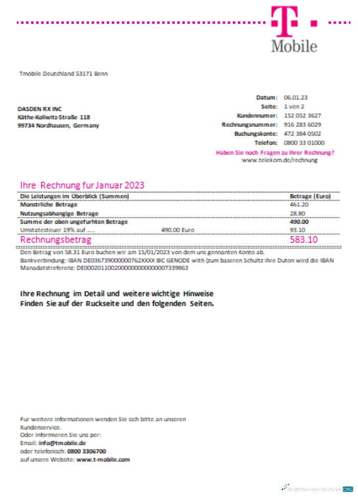 Editierbare Herunterladen T Mobil Deutschland Gmbh Utility Geschäftlich Bill, SCR Photoshop Vorlage