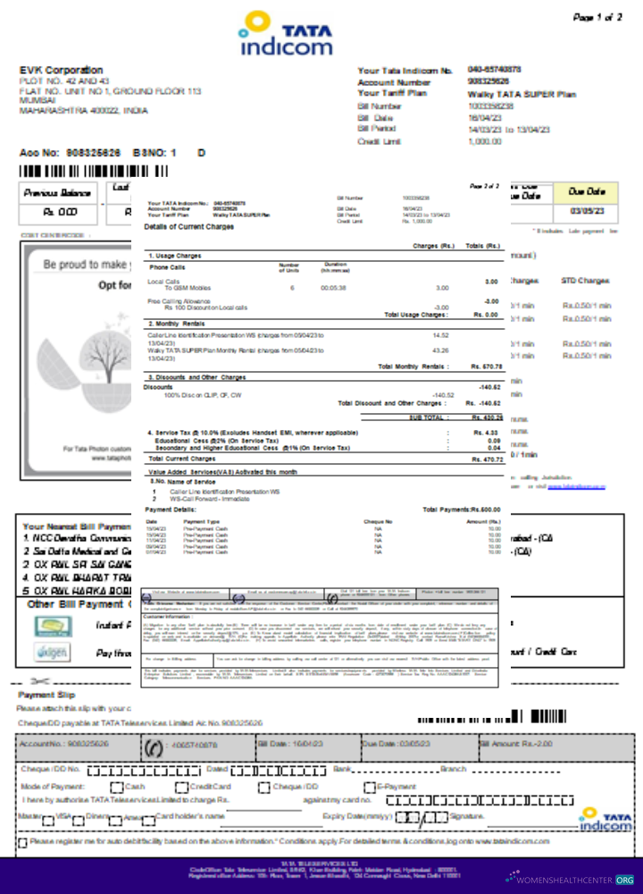 Premium Herunterladen Tata Indicom Mobil Utility Geschäftlich Bill, Seite 2, SCR Photoshop Vorlage