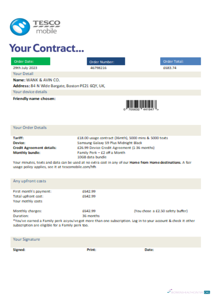 Editierbare Herunterladen Tesco Mobil Utility Geschäftlich Bill, SCR Photoshop Vorlage
