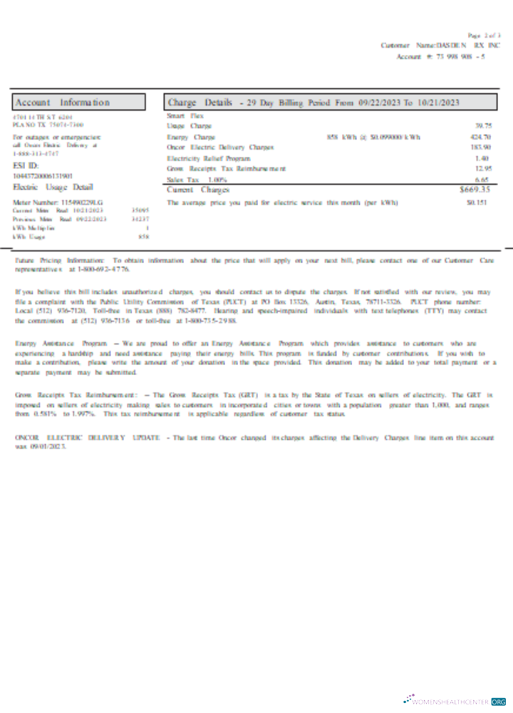 Premium Herunterladen Texas Cirro Energy Utility Geschäftlich Bill, Seite 2 , SCR Photoshop Vorlage