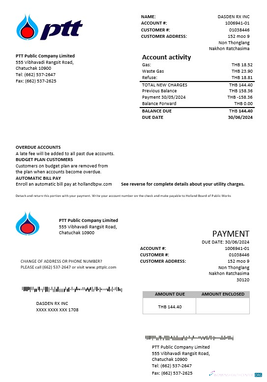Professionelle Herunterladen Thailand PTT Gas Geschäftlich Nebenkostenabrechnung Vorlage in Word und PDF Formats Photoshop Vorlage