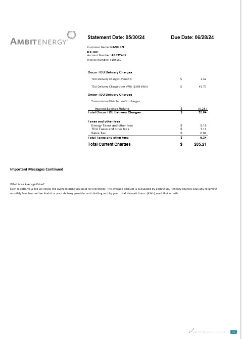 Professionelle Herunterladen USA Ambit Energy Geschäftlich Nebenkostenabrechnung Word und PDF Vorlage 3 Seite Photoshop Vorlage