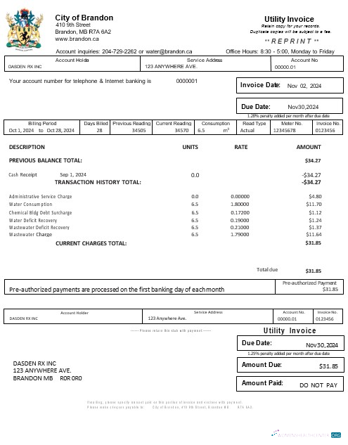 Premium Herunterladen USA BRANDON MISSISSIPPI Geschäftlich Nebenkostenabrechnung Word und PDF Vorlage Photoshop Vorlage