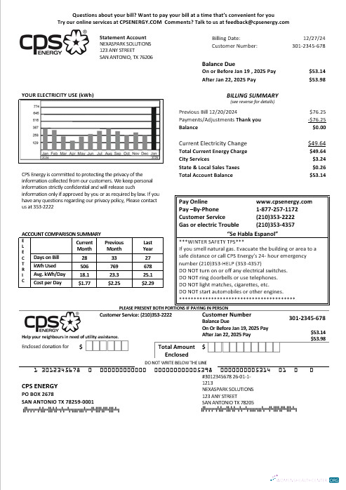 Premium Herunterladen USA CPS ENERGY Photoshop Vorlage