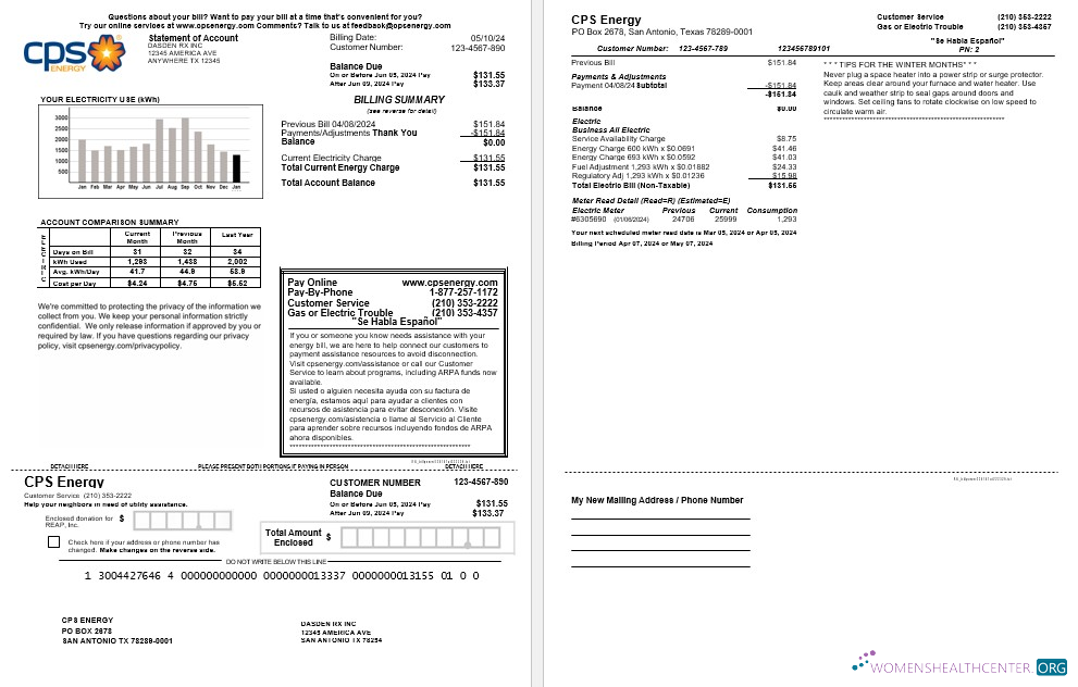 Editierbare Herunterladen USA CPS ENERGY Geschäftlich Nebenkostenabrechnung Word und PDF Vorlage Photoshop Vorlage