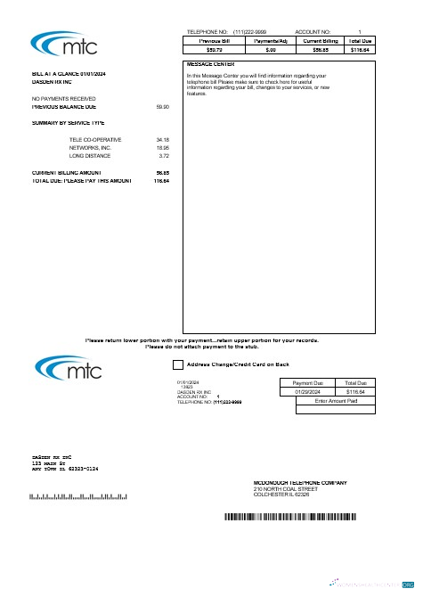 Realistische Herunterladen USA Illinois MTC Geschäftlich Nebenkostenabrechnung Vorlage in Word und PDF Formats Photoshop Vorlage