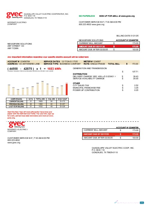 Realistische Herunterladen USA Texas GVEC Geschäftlich Nebenkostenabrechnung Vorlage in Word und PDF Formats Photoshop Vorlage