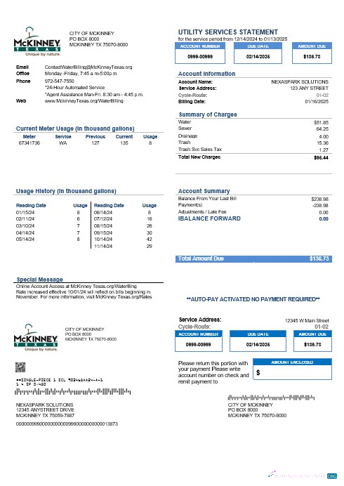 Professionelle Herunterladen USA Texas McKinney Geschäftlich Nebenkostenabrechnung Vorlage in Word und PDF Formats Photoshop Vorlage