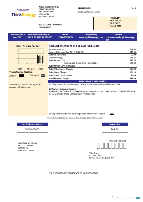 Premium Herunterladen USA Think Energy Geschäftlich Nebenkostenabrechnung Vorlage in Word und PDF Formats Photoshop Vorlage