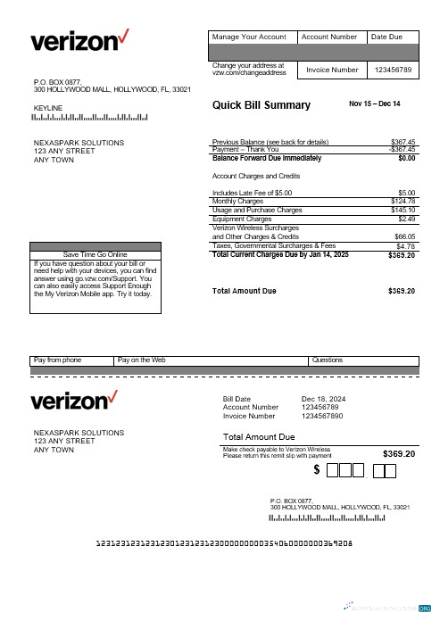 Premium Herunterladen USA Verizon Geschäftlich Nebenkostenabrechnung Vorlage in Word und PDF Formats Photoshop Vorlage