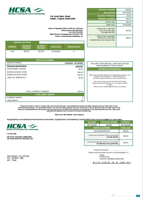Realistische Herunterladen USA Virginia HCSA Geschäftlich Nebenkostenabrechnung Vorlage in Word und PDF Formats Photoshop Vorlage
