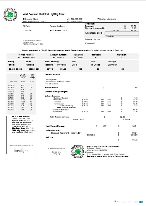Professionelle Herunterladen USA West Boylston Geschäftlich Nebenkostenabrechnung Vorlage in Word und PDF Formats Photoshop Vorlage