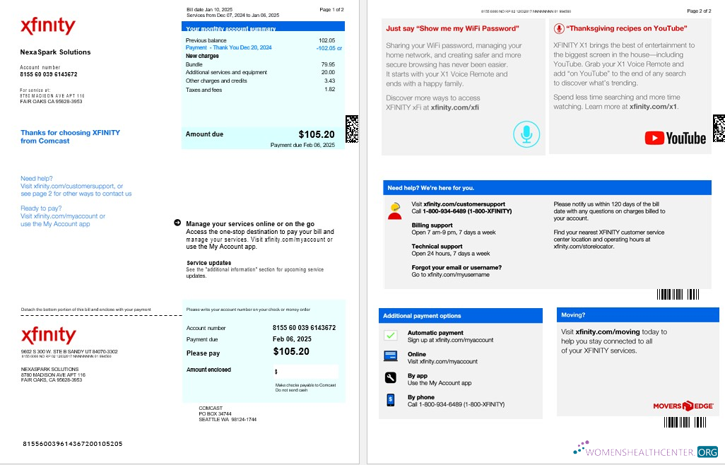 Premium Herunterladen USA XFINITY Geschäftlich Nebenkostenabrechnung Word und PDF Vorlage, Version 2 Photoshop Vorlage