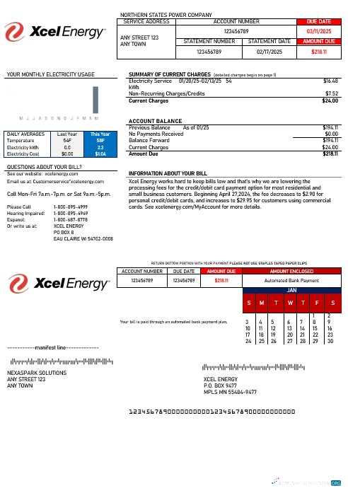Premium Herunterladen USA Xcel Energy Geschäftlich Nebenkostenabrechnung Word und PDF Vorlage Photoshop Vorlage