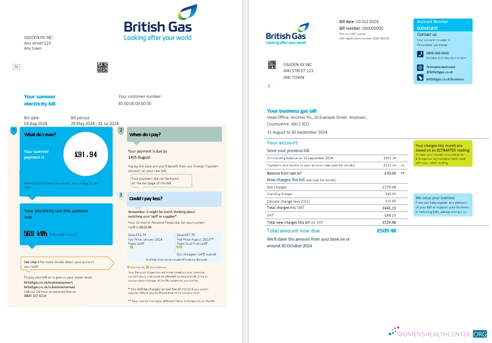 Professionelle Herunterladen Vereinigtes Königreich British Gas Geschäftlich Nebenkostenabrechnung PSD Vorlage Photoshop Vorlage