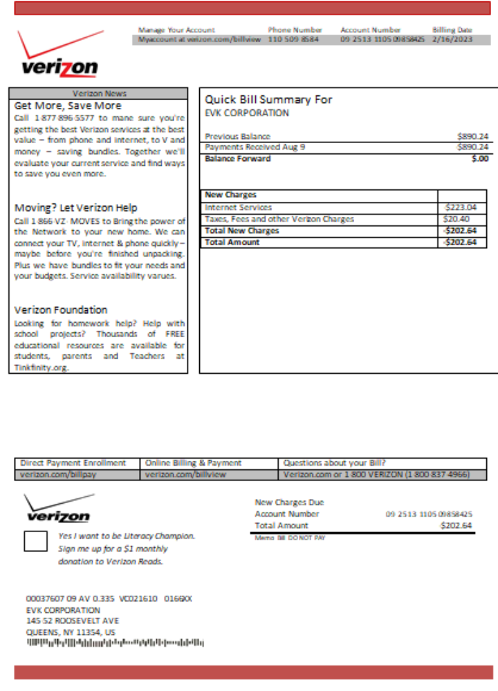 Premium Herunterladen Verizon Utility Geschäftlich Bill, SCR Photoshop Vorlage