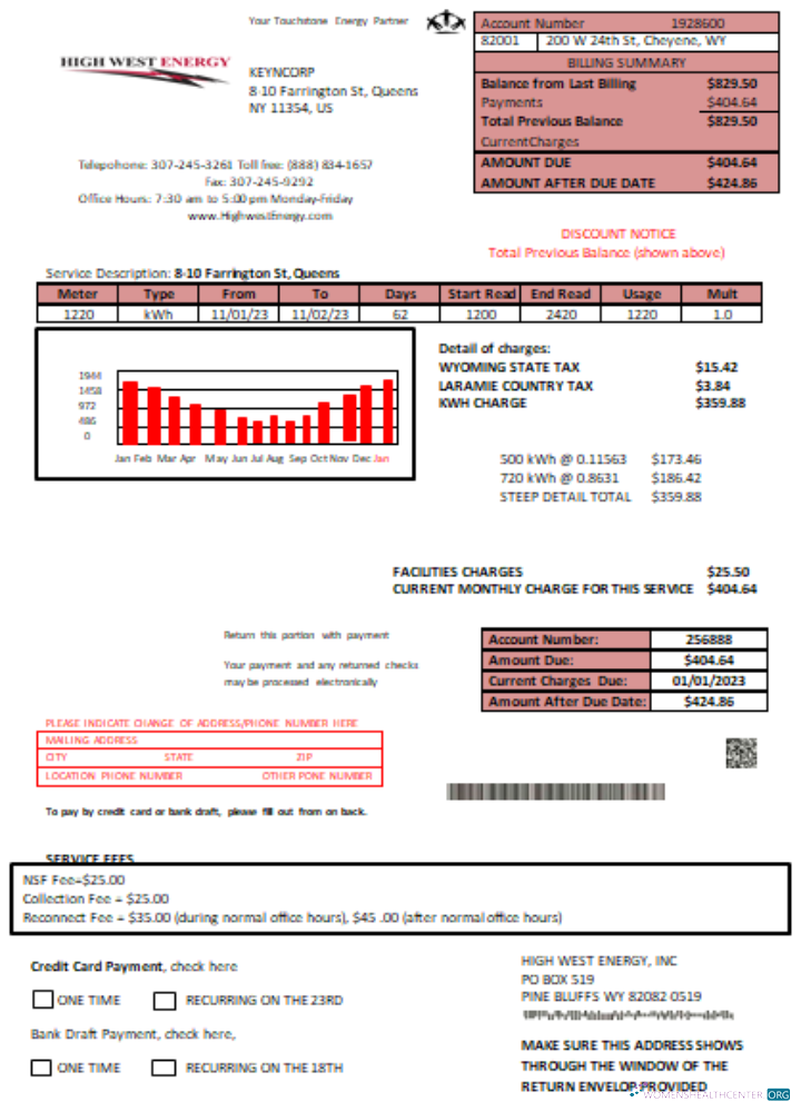 Professionelle Herunterladen Wyoming High West Energy Utility Geschäftlich Bill, Seite 1 SCR Photoshop Vorlage