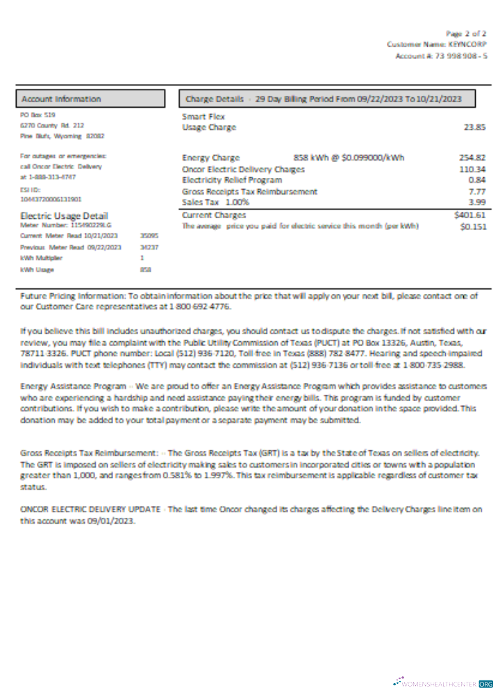 Professionelle Herunterladen Wyoming High West Energy Utility Geschäftlich Bill, Seite 2, SCR Photoshop Vorlage