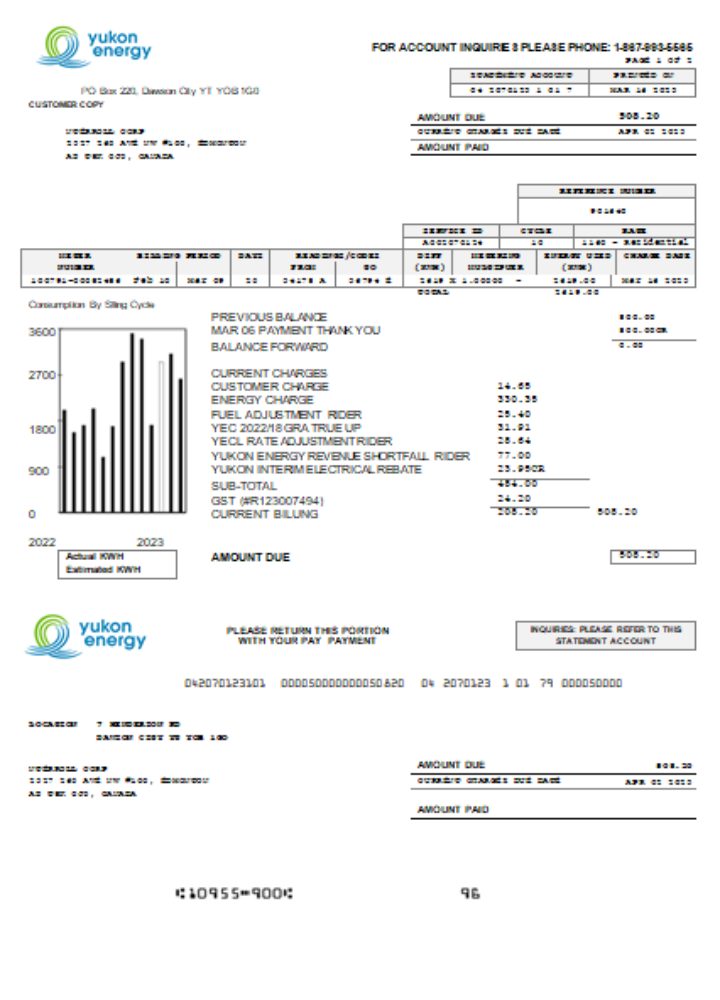 Hochwertige Herunterladen Yukon Energy Utility Geschäftlich Bill, SCR Photoshop Vorlage