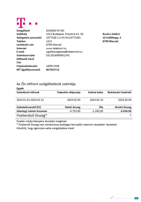 Professionelle Ungarn Magyartel Geschäftlich Nebenkostenabrechnung Vorlage in Word und PDF Formats, Fully Editable