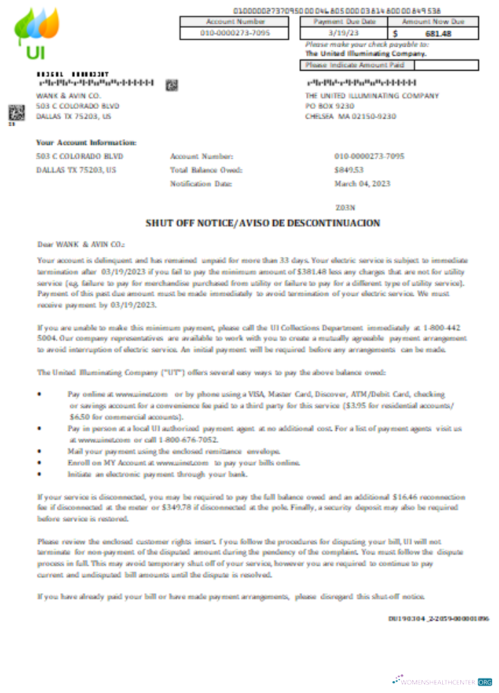 Massachusetts Chelsea SCG The Vereint Illuminating Unternehmen Shut Off Notice Geschäftlich Bill, SCR vorschau