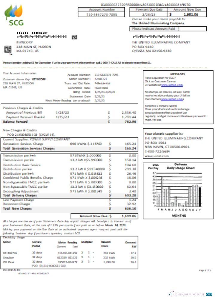 Massachusetts Chelsea SCG The Vereint Illuminating Unternehmen Utility Geschäftlich Bill SCR, Seite 1 design