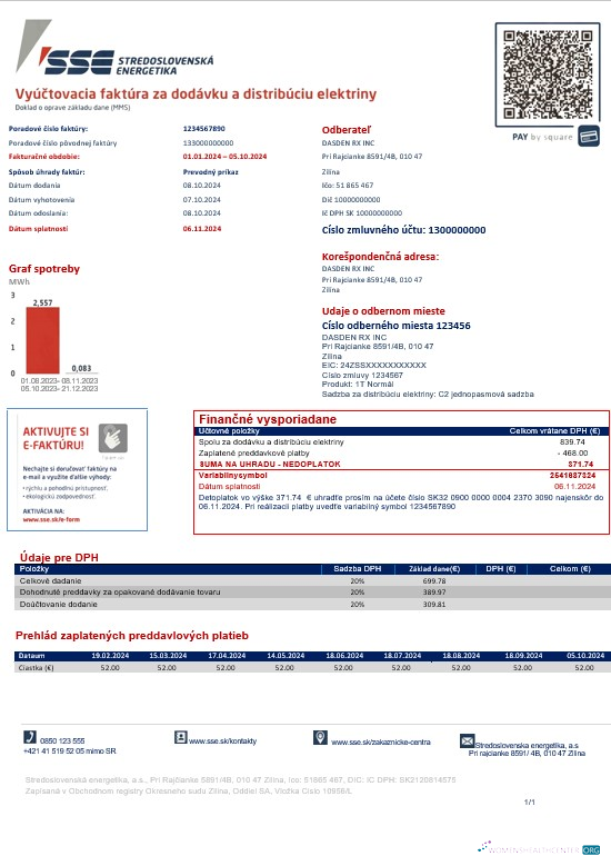 Professionelle Slowakei Stredoslovenka Energetika Geschäftlich Nebenkostenabrechnung Vorlage in Word und PDF Formats