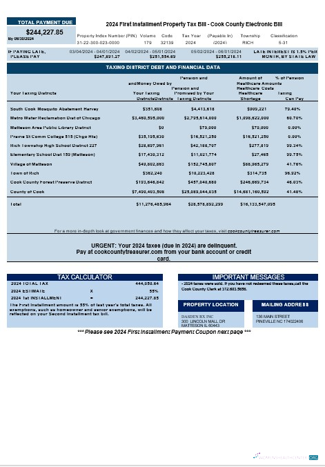 USA Cook Country Electronic Bill Geschäftlich Nebenkostenabrechnung Herunterladen Word und PDF Example design